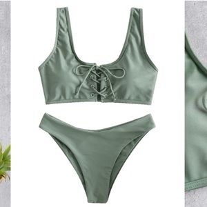 brand new- in the bag! army green bikini!